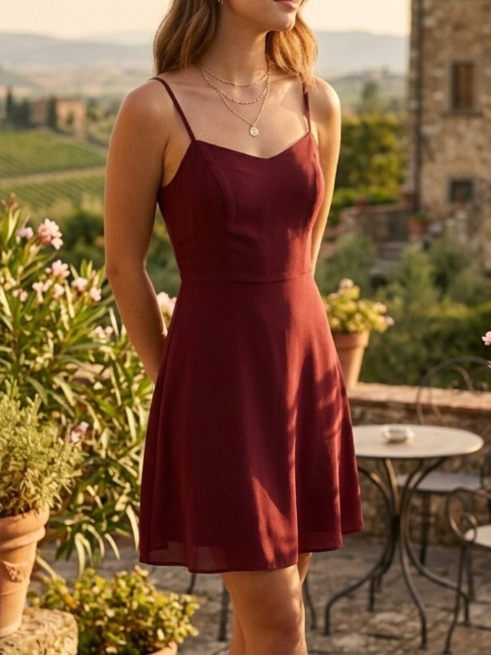 Aritzia Sunday Best Flirt Mini Cami Maroon Red Wine Dress Sz 8